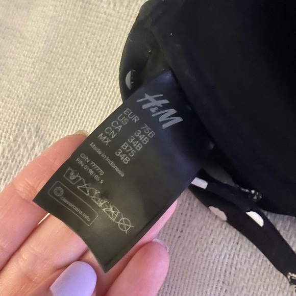 H&M Black White Polka Dot Push Up String Bikini Top - Picture 6 of 6